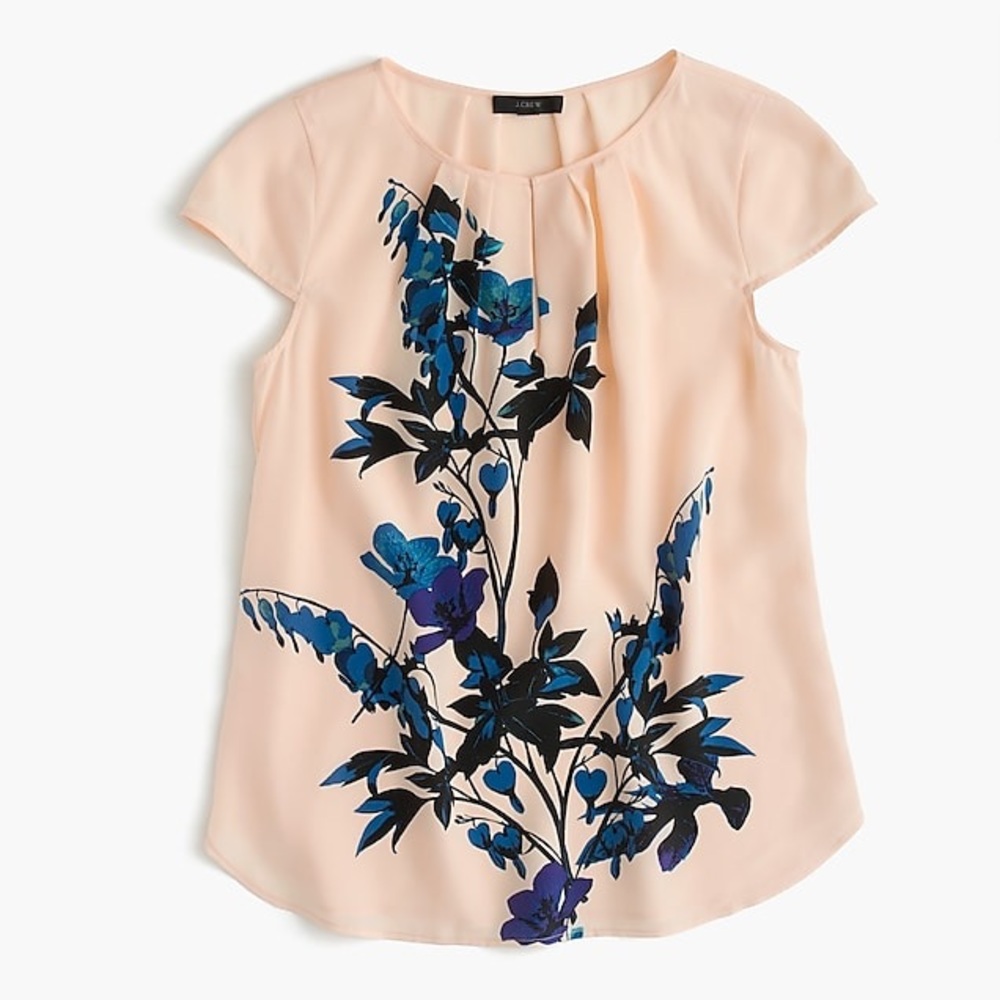 J. Crew Cap-Sleeve Top in Midnight Bloom SZ 0-2 - Picture 2 of 6